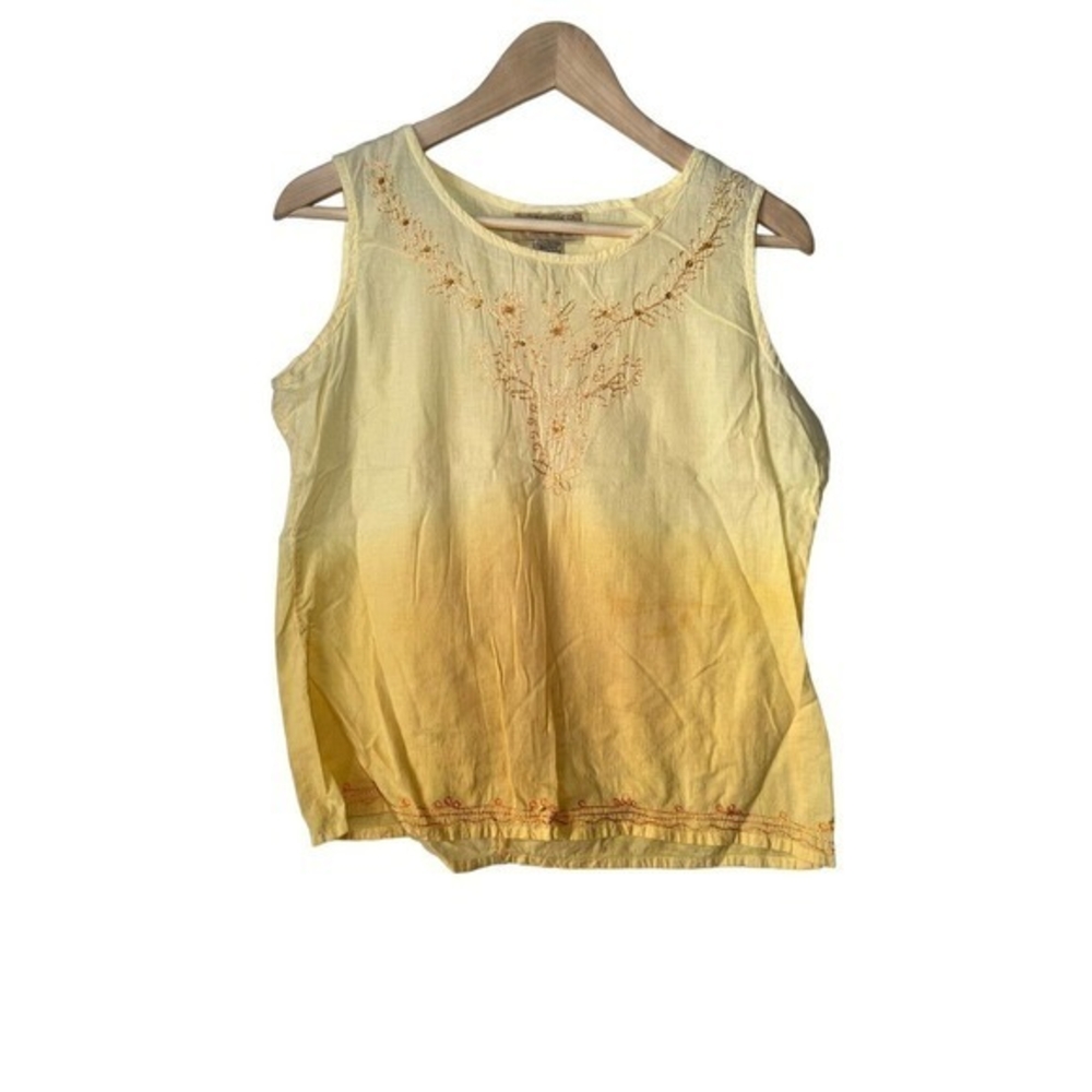 Nancy K vintage womens ombre floral tank Top blouse small 100%‎ cotton